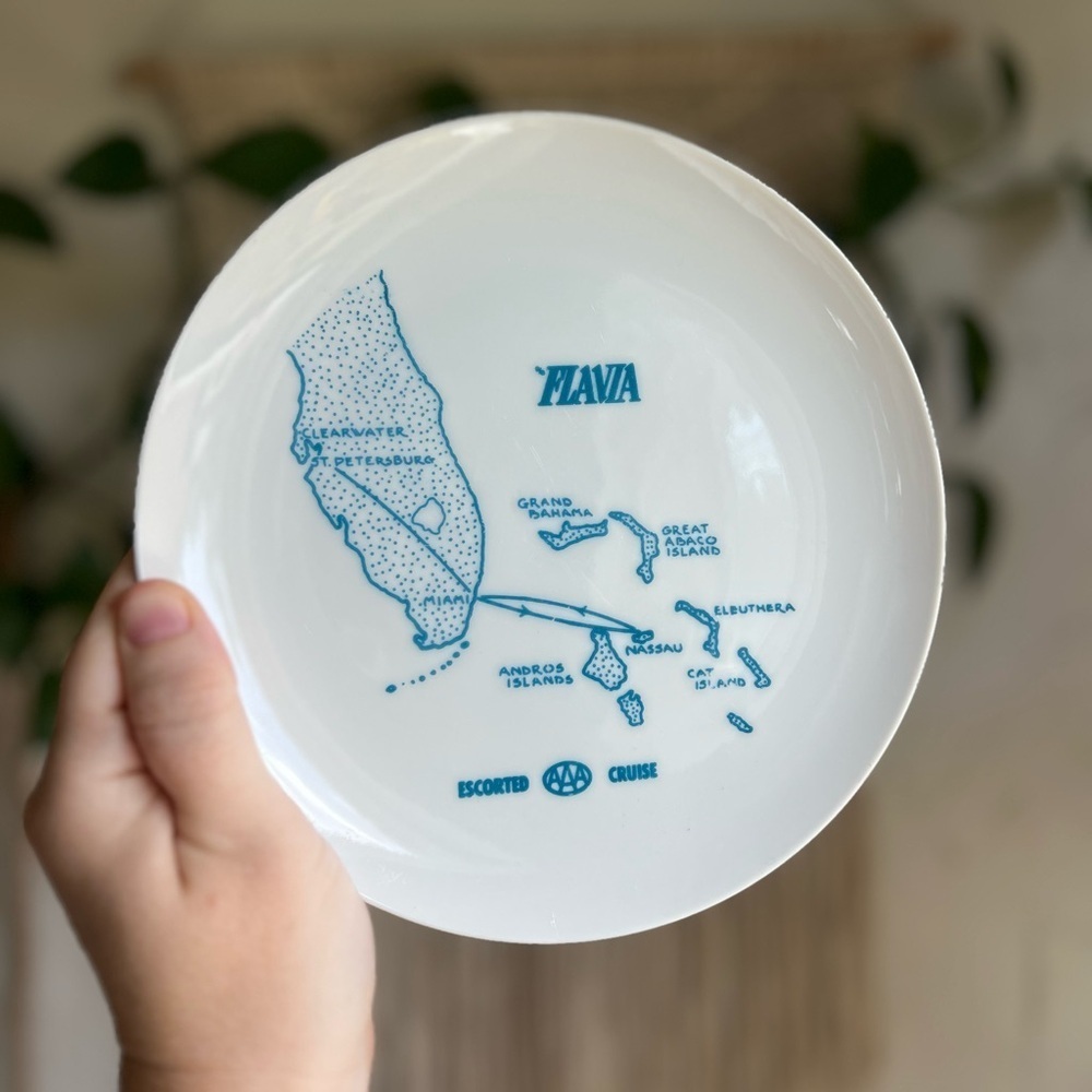 🌊 Vintage Florida to Bahamas AAA Cruise Souvenir Plate – 8” Map Design 🗺️ - Picture 2 of 6